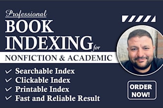 create searchable back of book index for nonfiction book or manuscript