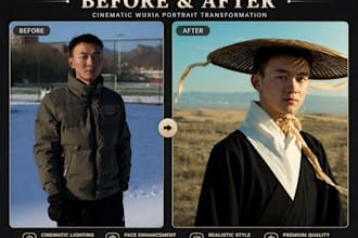 create cinematic wuxia warrior portrait from your photo