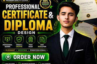 design professional certificate or diploma for your course or academy