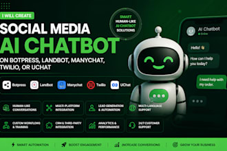 crate social media ai chatbot on botpress, landbot, manychat, twilio, or uchat