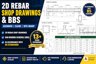 do rebar shop drawings and bar bending schedule bbs