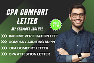 provide US CPA letter, CPA comfort letter and income verification letter