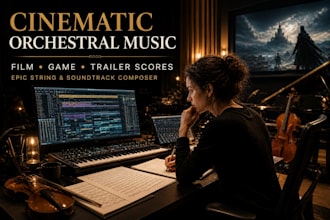 compose orchestral music, cinematic soundtrack, strings and epic film game score