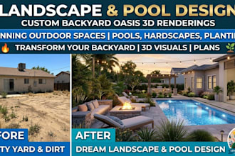 landscape design backyard plan garden layout outdoor design 3d rendering