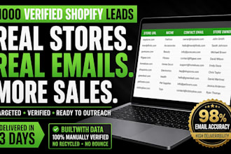 scrape shopify lead, store leads, ecommerce lead and contact list in 3 days