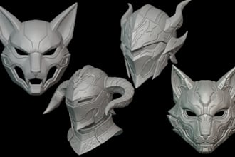 design 3d mask 3d helmet oni mask anime cosplay mask printable stl for 3d print