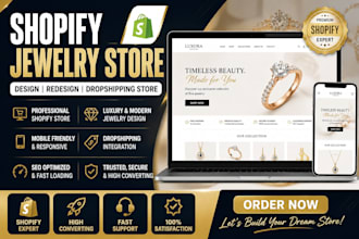 build shopify website design redesign jewelry ecommerce droppshipping store