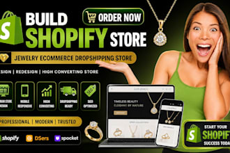 build shopify website design redesign jewelry ecommerce droppshipping store