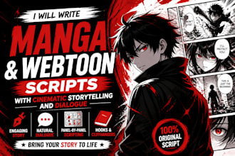 write manga and webtoon scripts with cinematic storytelling and dialogue