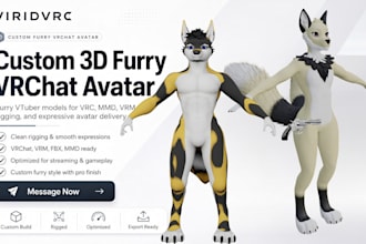 create 3d custom furry vrchat avatar furry vtuber model vrc mmd sfm vrm and rig
