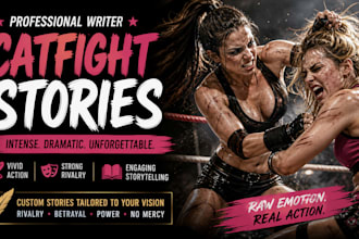 write intense catfight stories, female rivalry action scenes