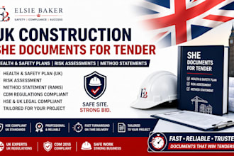 create UK construction health and safety plan, risk assessments and method state