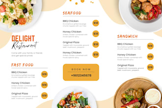 design professional restaurant food menu in canva