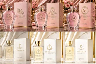 custom luxury perfume label, logo, cosmetics label,and box packaging design