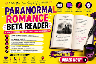 beta read your paranormal romance novel beta reader