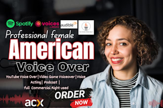 record an american female character voice over,  youtube script voice over
