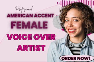 record an american female character voice over,  youtube script voice over
