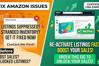 fix amazon suppressed listings, stranded inventory, and product sku errors