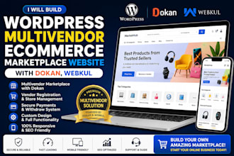 build wordpress multivendor ecommerce marketplace website with dokan, webkul