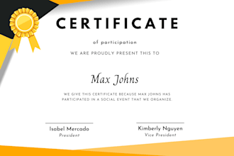 design professional certificate for you