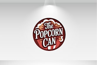 design a professional popcorn box and can logo for traditional food brands