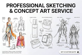 create fashion product and character sketch illustration