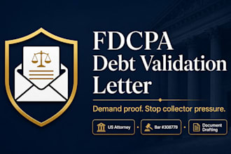 draft an fdcpa debt validation letter as a US attorney