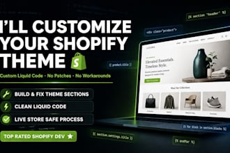 customize shopify theme with liquid coding, fix shopify, build custom pages