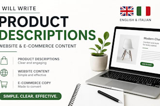 write product descriptions in italian and english