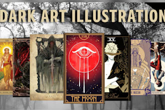 design tarot card, oracle card, zodiac card, dark art card illustration