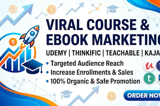 do udemy online course promotion, thinkific, ebook marketing online course