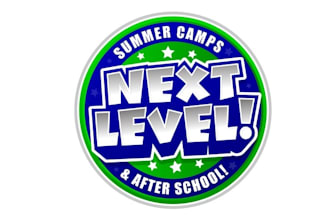 make energetic logo for summer camps elementary school kids