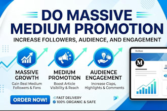 do massive medium promotion, medium followers, increase audience and engagement