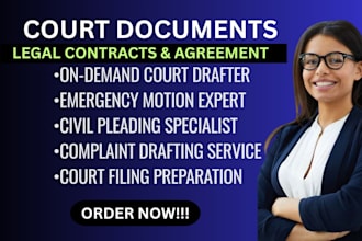 draft court documents, motions, complaints and legal pleadings