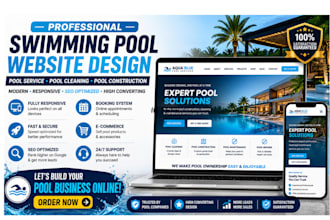 design swimming pool website, pool service, pool construction website