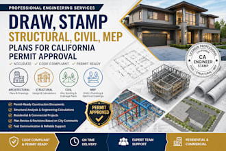 design structural civil mep plans for california permit approval