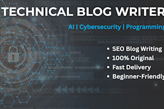 write SEO blog posts on ai, cybersecurity, and programming