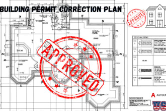 fix building permit correction and resubmit city permit drawing