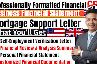 verify income letter, expense ratio letter, mortgage letter, financial audit