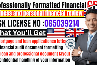 verify income letter, expense ratio letter, mortgage letter, financial audit