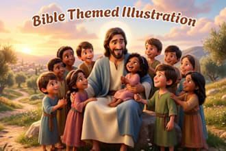 do bible themed illustration, bible story illustration