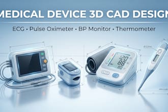 design ecg pulse oximeter bp monitor thermometer in solidworks 3d cad