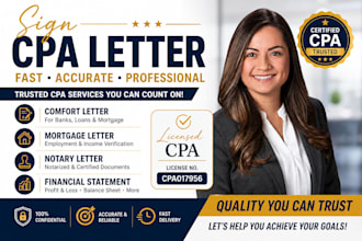 sign CPA letter comfort letter mortgage letter notary letter financial statement