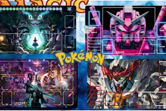 do tcg playmat design, anime, mtg, yugioh, pokemon, for your card game