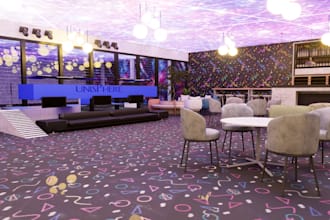 design 3d family entertainment center, 3d arcade hub, recreation hub, play hub
