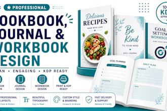 design, format, and create amazon KDP journals, workbooks, and cookbooks