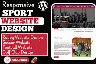 design modern sport website for rugby tennis soccer american football club