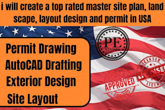 create a top rated master site plan, land scape, layout design and permit in USA