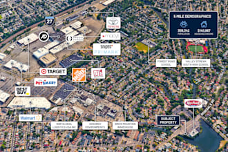 design aerial map for commercial real estate listing and investment offering