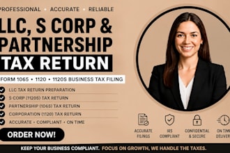prepare llc tax return, s corp tax return, form 1120s and 1065